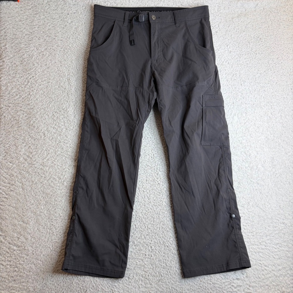 Prana Zion Hiking Pants Mens 33x28 (34x28) Charcoal Gray Stretch Cargo M4ST28116